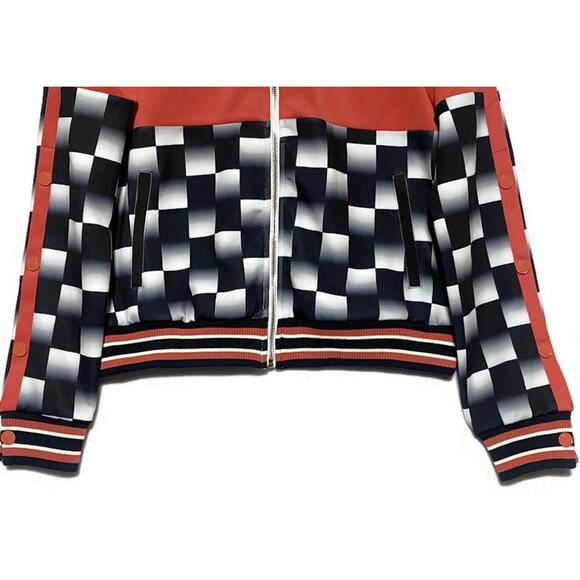 Yitty Major Label Track Jacket Women's Medium NEW w/Tags Checkered Black Orange - Picture 4 of 8